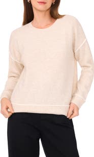 Vince Camuto Contrast Trim Crewneck Sweater