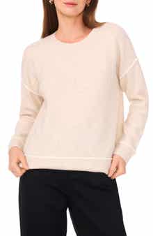 Vince Camuto Contrast Trim Crewneck Sweater