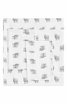 MELANGE HOME Elephant Print 400 Thread Count Cotton Sheet Set
