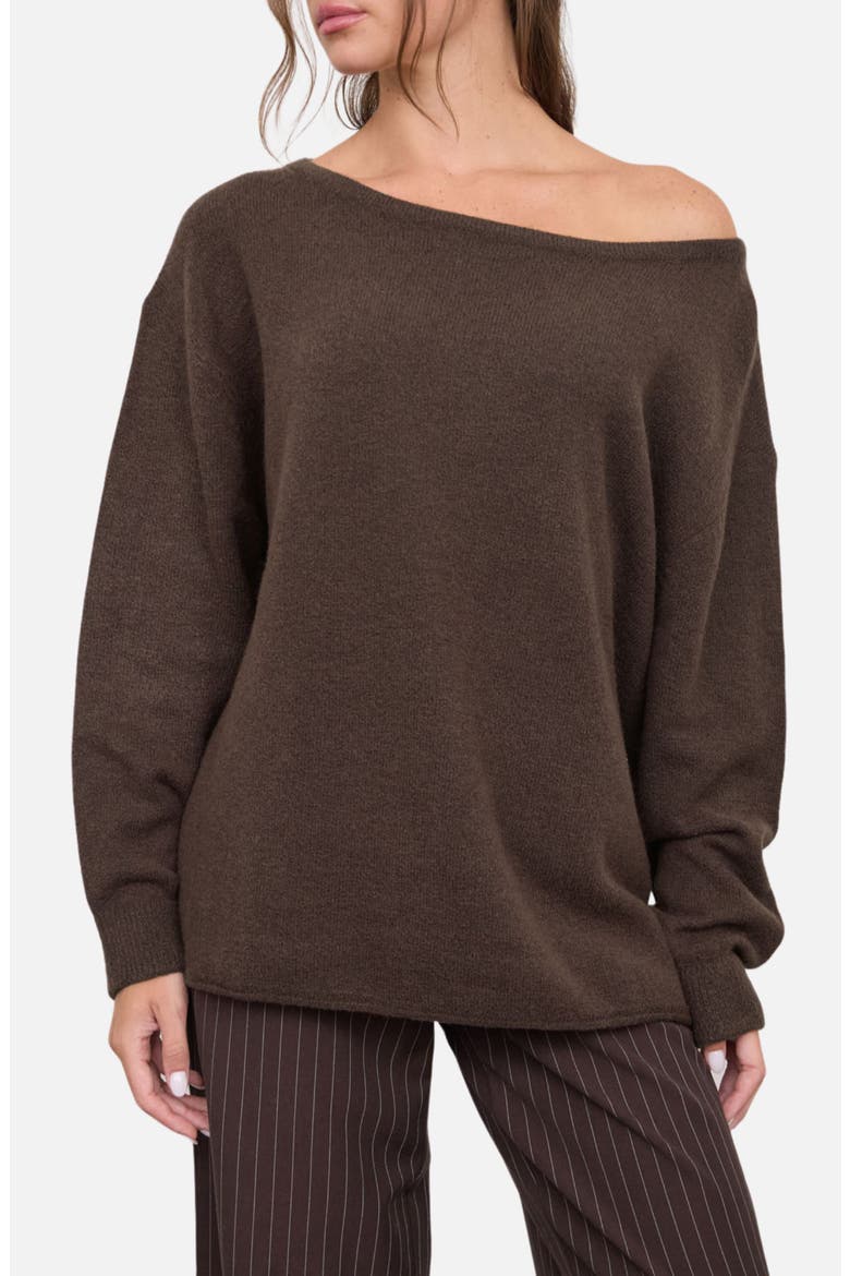 Oversized Boat Neck Sweater, Main, color, COCOA