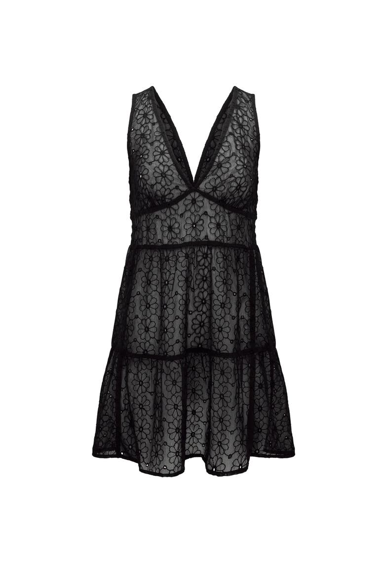 Shoshana Swimwear Cover Up Dress Top, Alternate, color, Black
