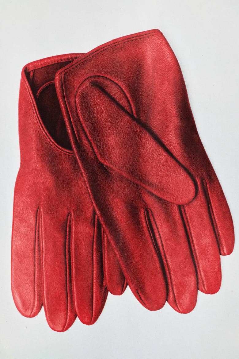 Leather Driving Gloves, Alternate, color, RED