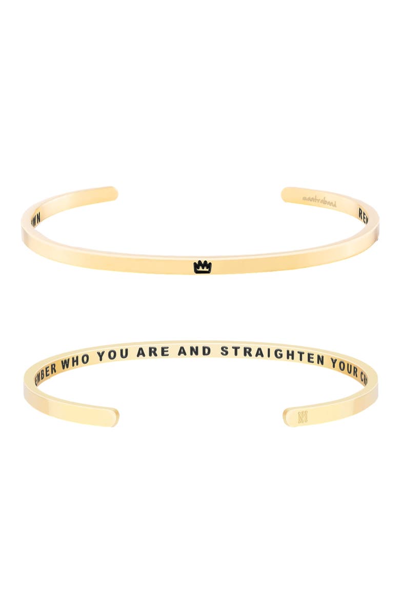 Mantra Remember Who You Are And Straighten Your Crown bracelet, Main, color, Yellow Gold