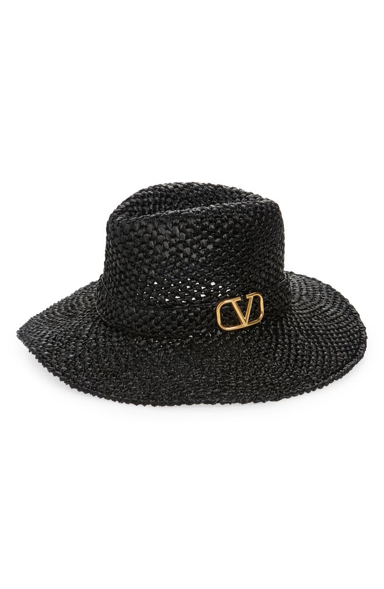Valentino Garavani VLOGO Crochet Fedora, Main, color, 