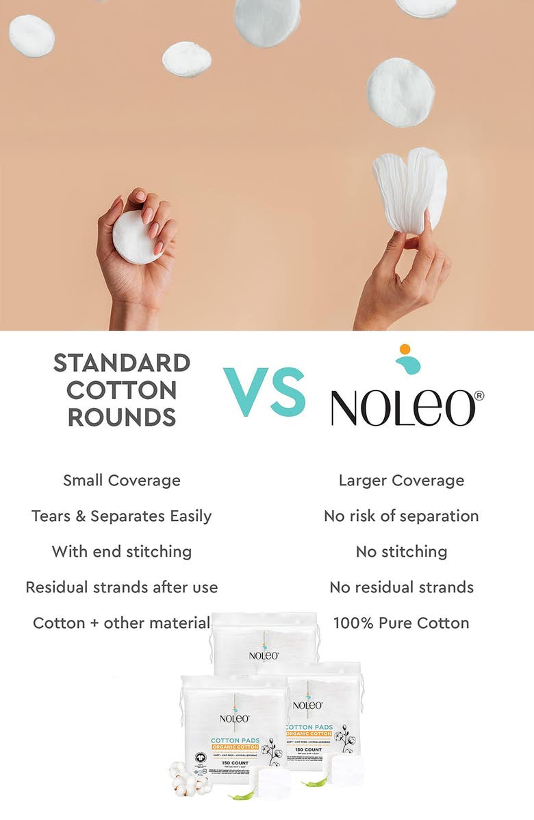 NOLEO 450-Pack Large Organic Cotton Pads, Alternate, color, White