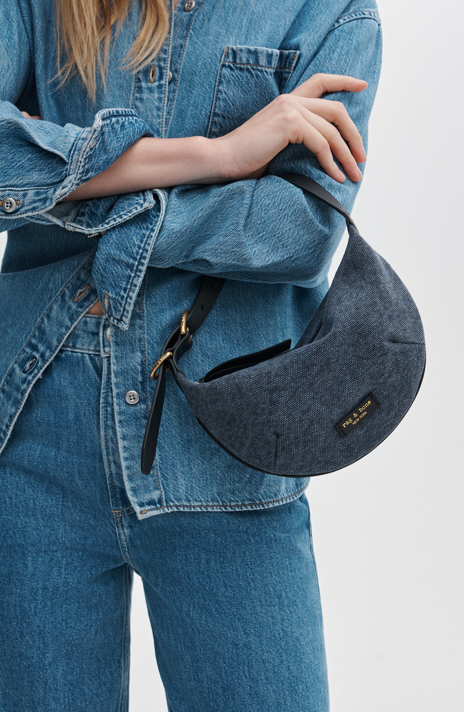 rag & bone Small Mercer Canvas Hobo Bag, Alternate, color, Mid