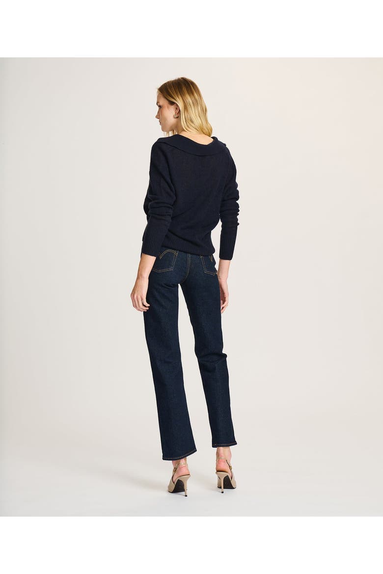 Featherweight Cashmere Polo Sweater, Alternate, color, Navy
