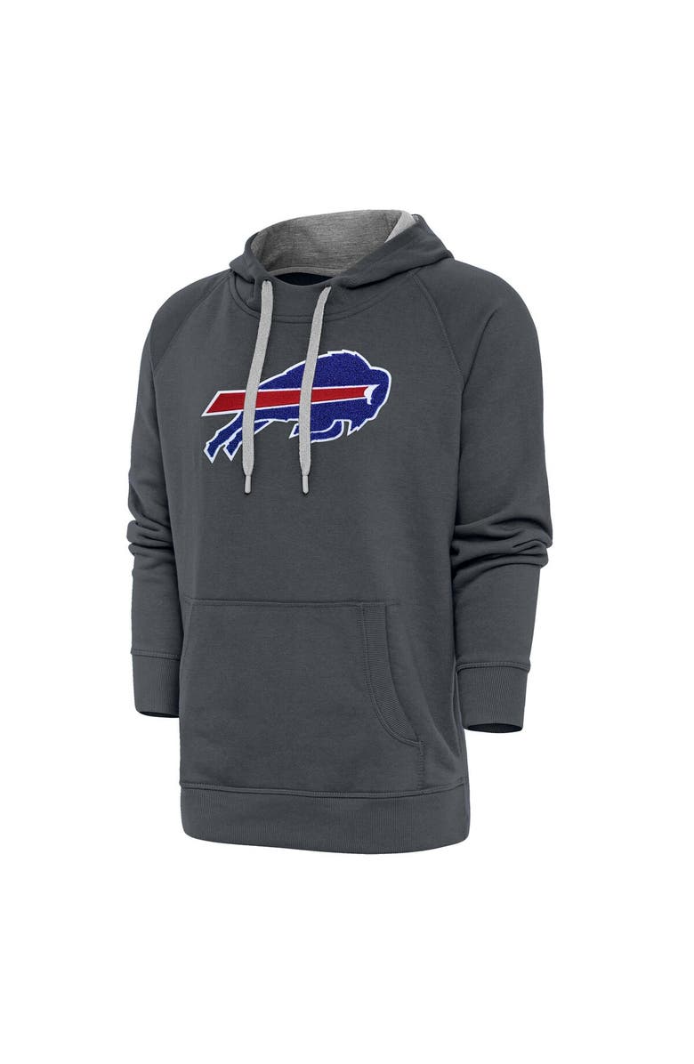 ANTIGUA Men's Antigua Charcoal Buffalo Bills Victory Chenille Pullover Hoodie, Main, color, 