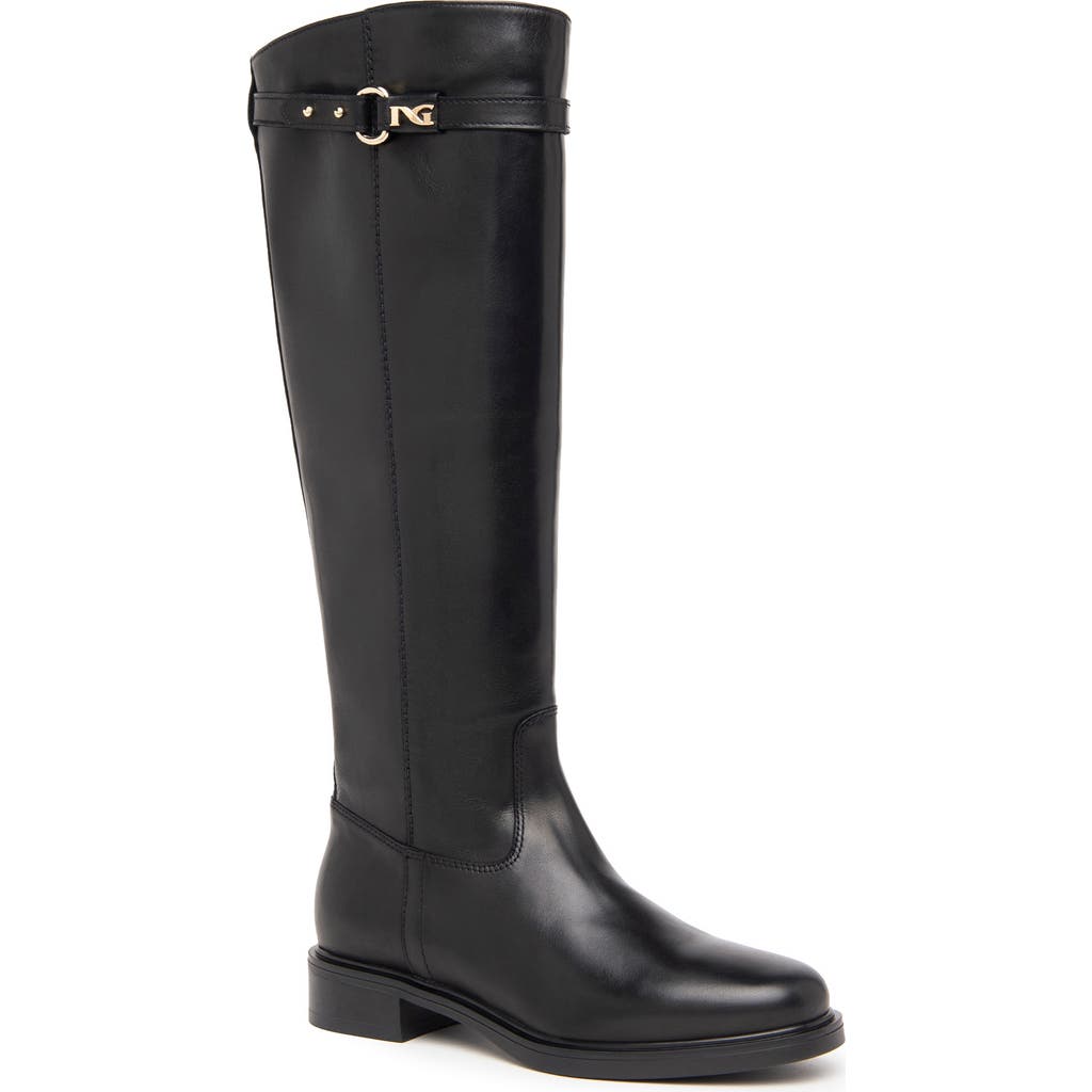 Nerogiardini Leather Buckle Tall Riding Boots In Black