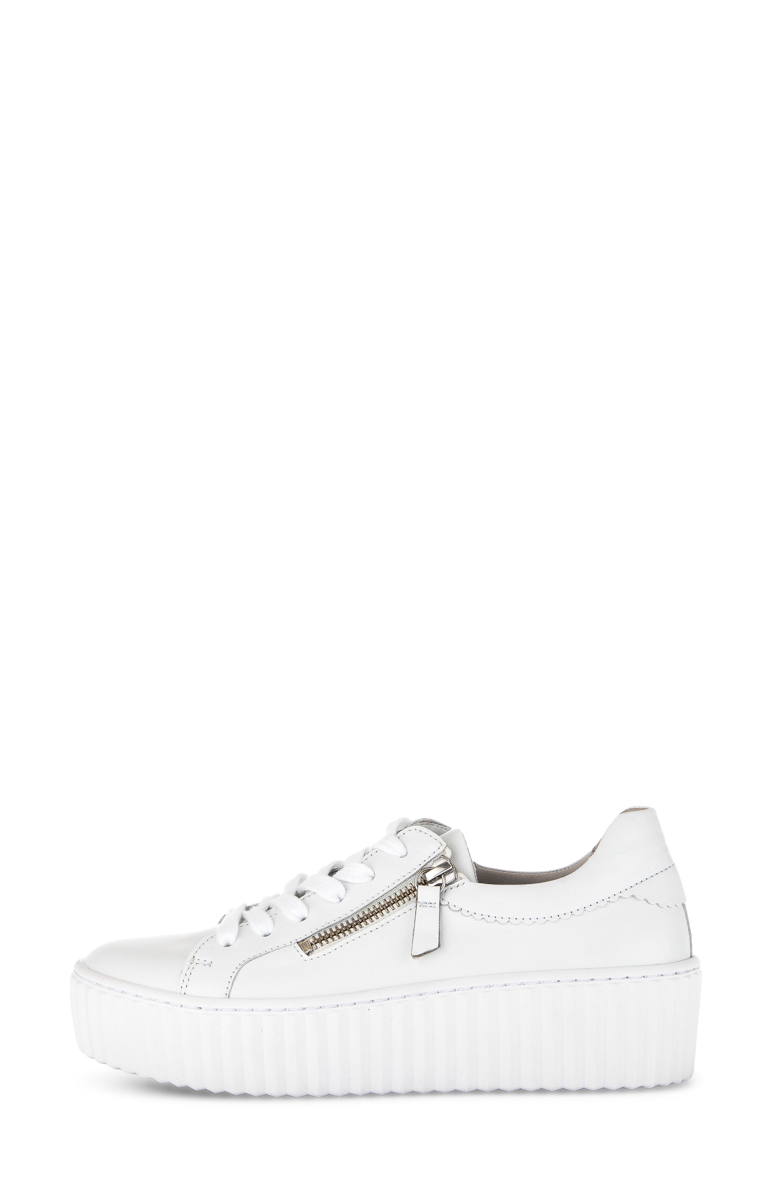 Platform Zip Sneaker, Alternate, color, WHITE/ SILVER
