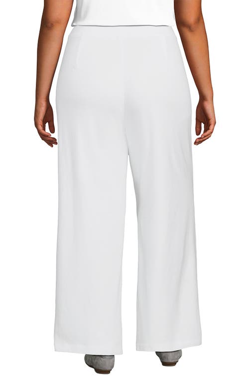 Lands' End Knit High Rise Pleated Wide Leg Pants In White