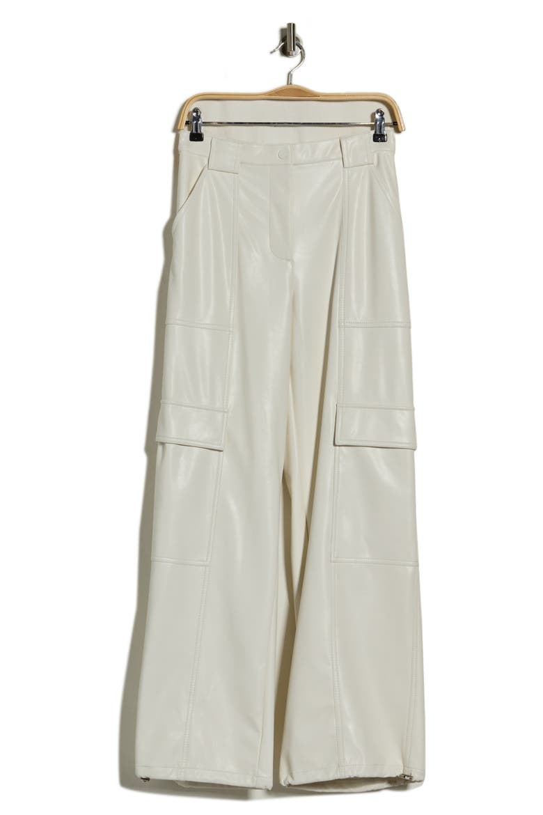 Sofia Faux Leather Wide Leg Cargo Pants, Main, color, IVORY