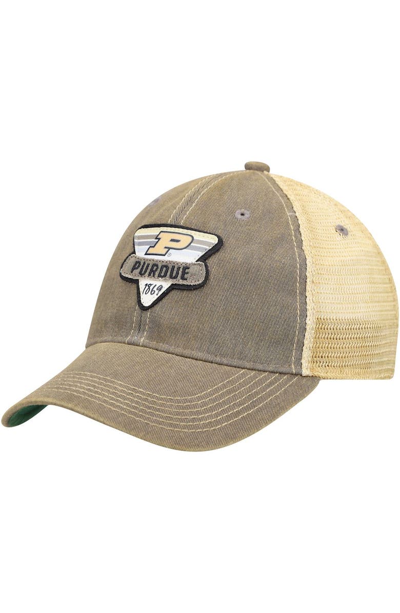 LEGACY ATHLETIC Men's Gray Purdue Boilermakers Legacy Point Old Favorite Trucker Snapback Hat, Main, color, 