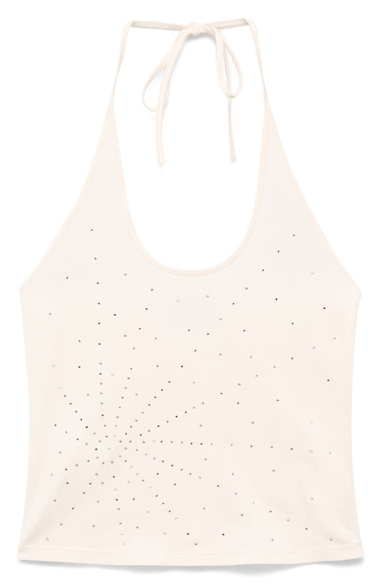 MANGO Metallic Halter Top, Main, color, Ecru