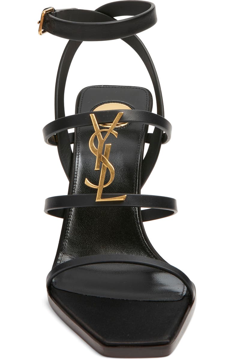 Saint Laurent Nicla Wedge Sandal, Alternate, color, Noir