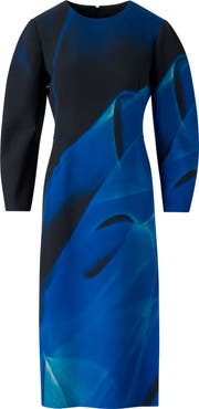 Akris Cyanotype Wool & Silk Shift Dress
