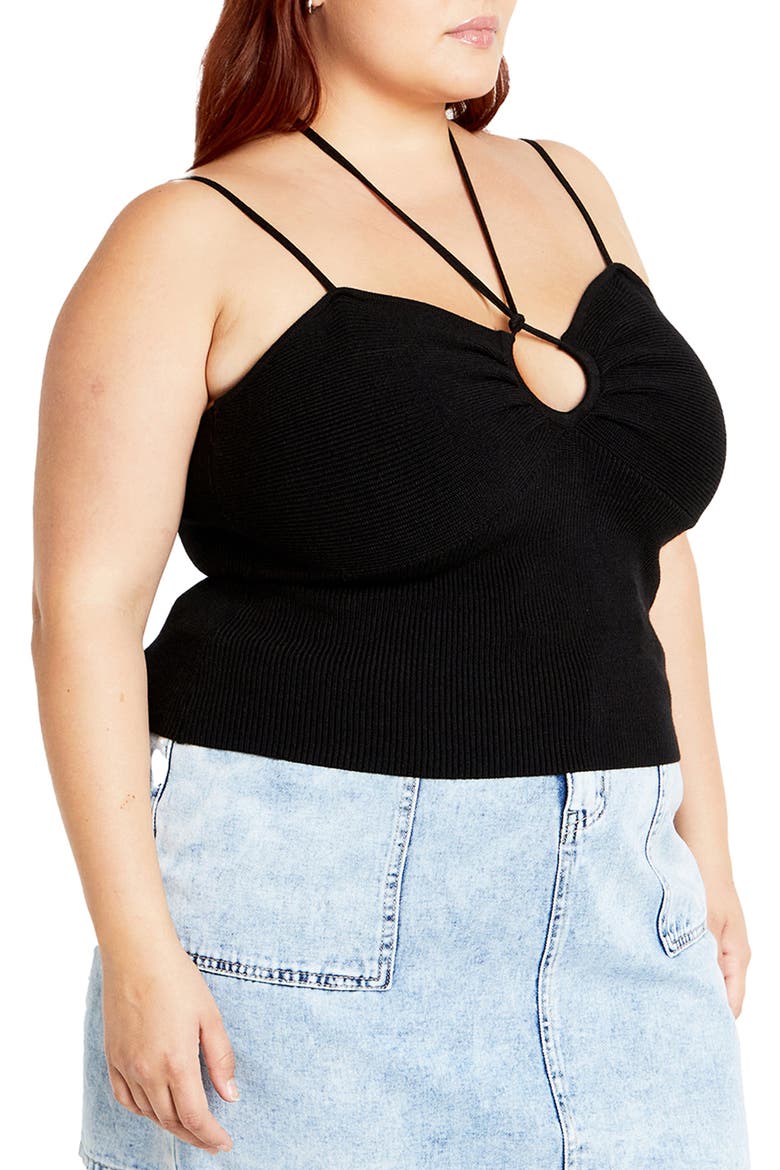 Jez Rib Strappy Camisole, Alternate, color, BLACK