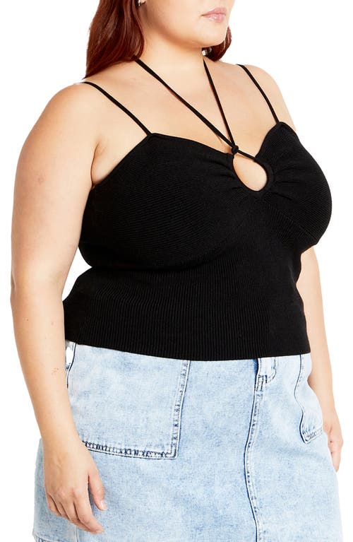 City Chic Jez Rib Strappy Camisole In Black