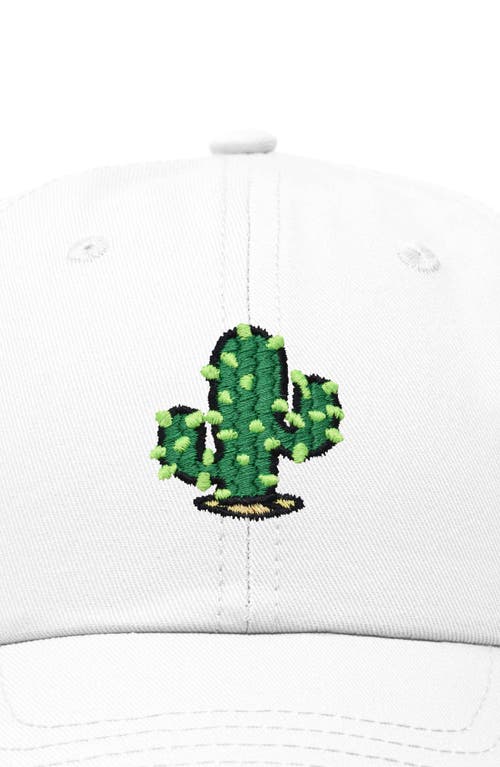 Dalix Cactus Embroidered Low Crown Cap In White