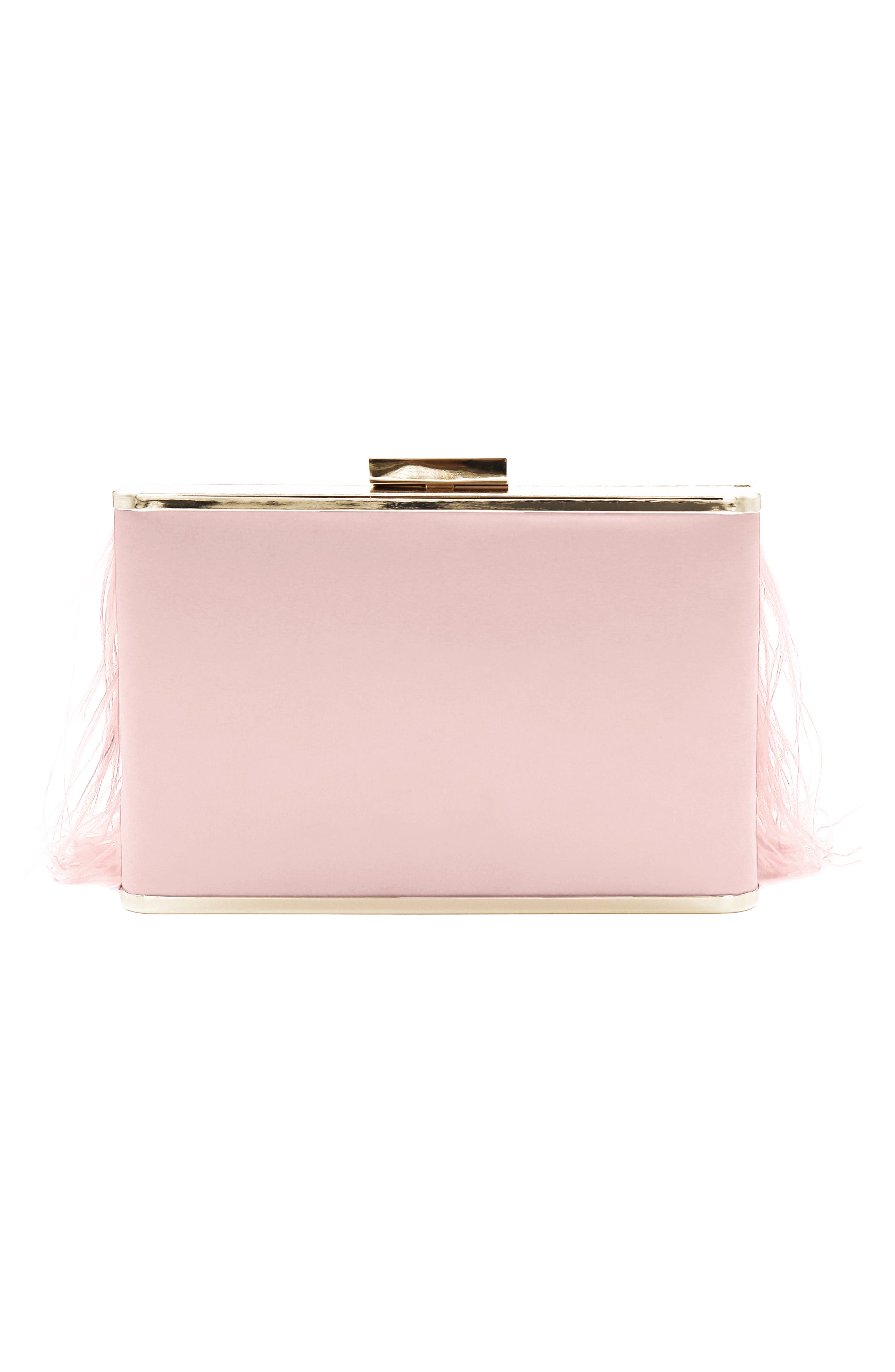 Olga Berg Ostrich Feather Embellished Clutch, Alternate, color, Blush