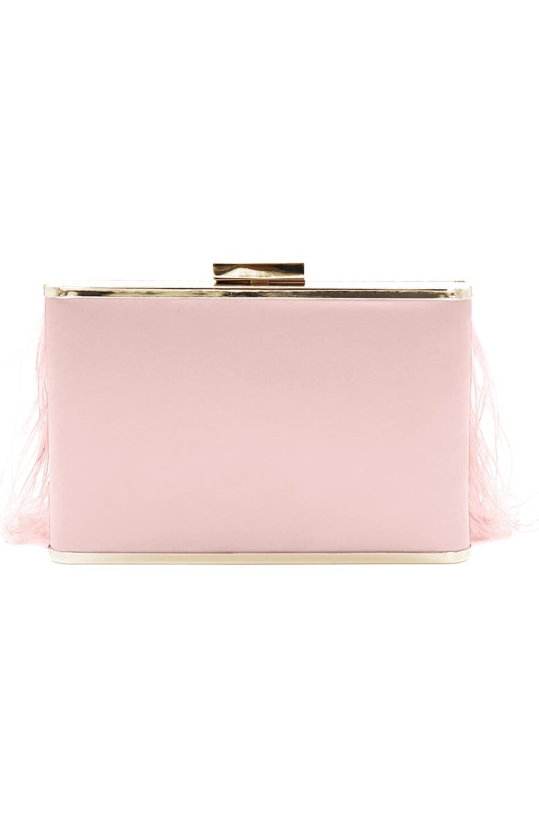 Olga Berg Ostrich Feather Embellished Clutch, Alternate, color, Blush
