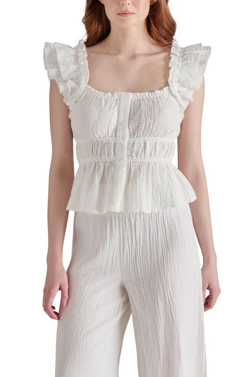 Button Front Peplum Top