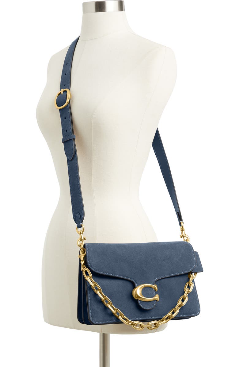 COACH Chain Tabby Suede Shoulder Bag, Alternate, color, Light Denim