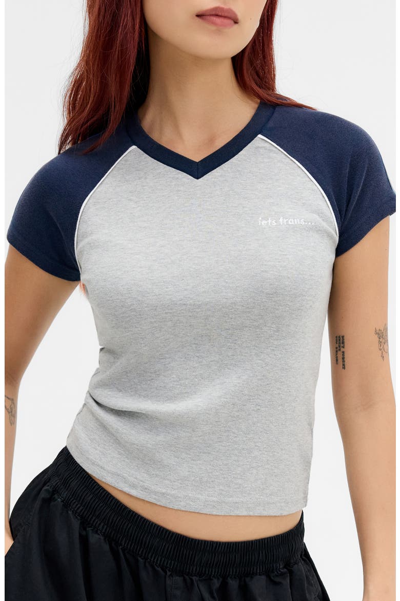 V-Neck Piped Baby T-Shirt, Main, color, GREY