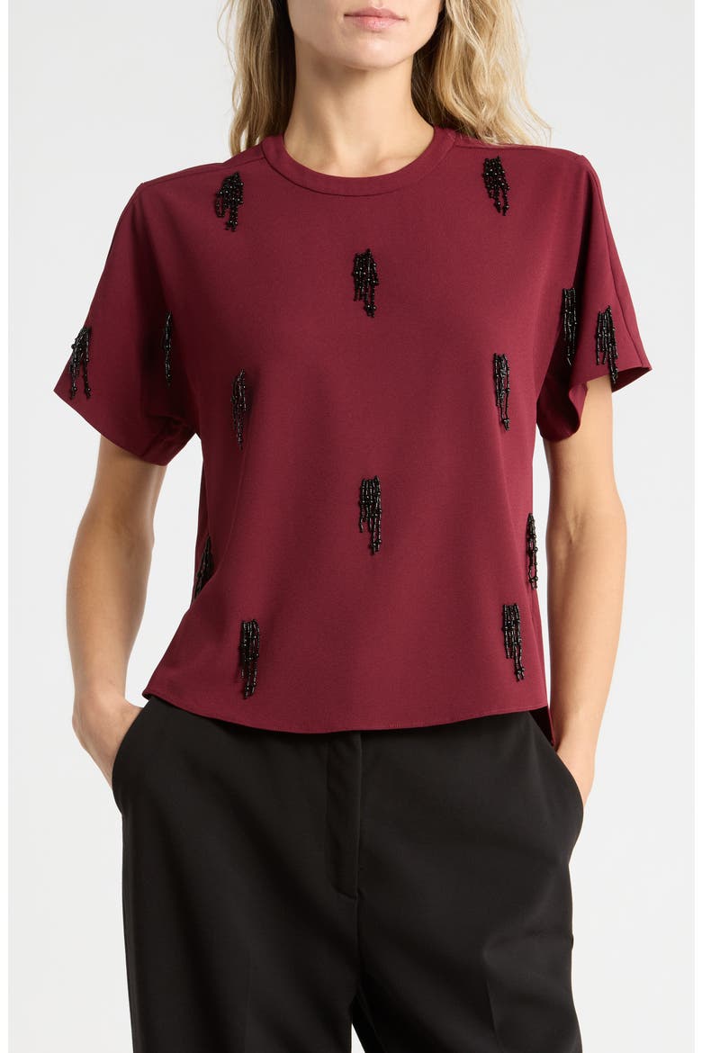 Abelia Embellished T-Shirt, Main, color, OXBLOOD
