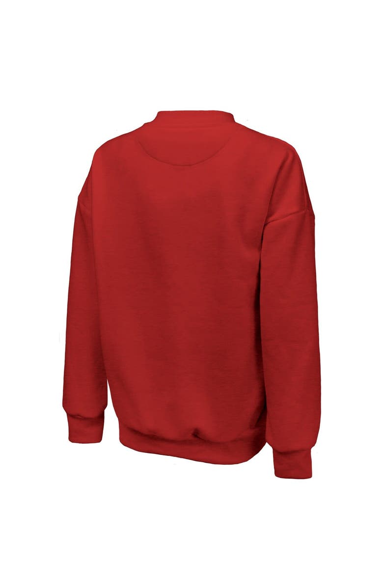 Majestic Threads Women
s Majestic Threads Red Indiana Fever Primary Logo Drop Shoulder Tri-Blend Pullover Sweatshirt, Alternate, color,