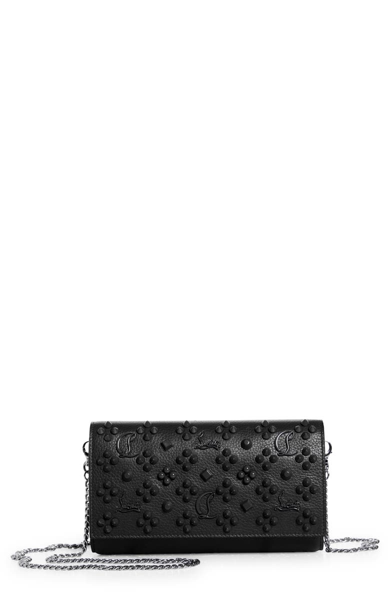 Christian Louboutin Paloma Loubinthesky Calfskin Wallet on a Chain, Main, color, Cm53 Black/ Black