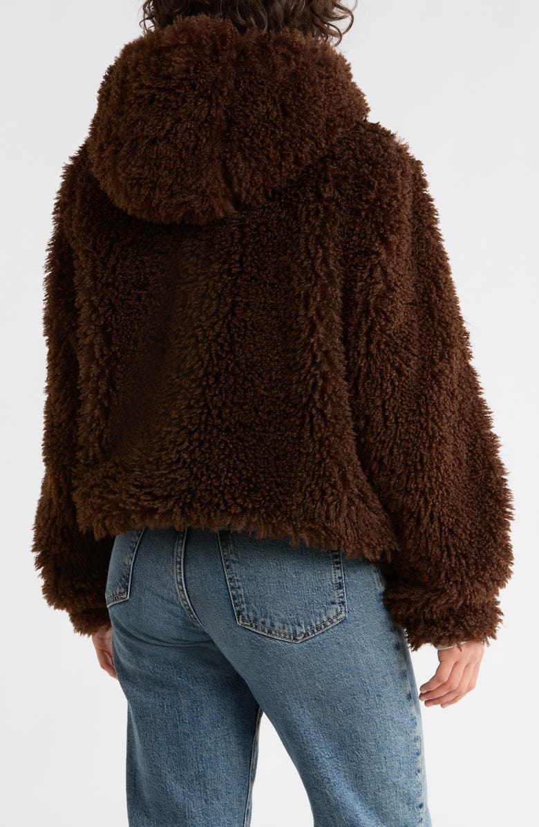 Sam Edelman Teddy Faux Shearling Hooded Jacket, Alternate, color, Chocolate