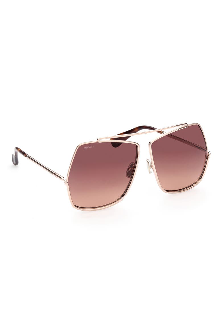 64mm Geometric Sunglasses, Alternate, color, ROSE GOLD/ GRADIENT BROWN