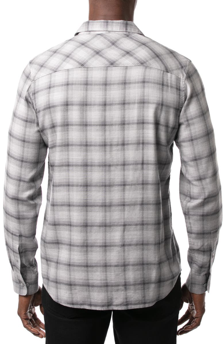 TravisMathew Day And Night Slim Fit Plaid Button-Up Shirt, Alternate, color, Heather Sleet