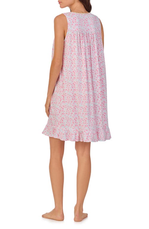 Eileen West Sleeveless Jersey Short Chemise In Aqua Pink