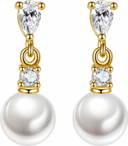 DLORIA Pear Cut Cubic Zirconia Faux Pearl Drop Earrings