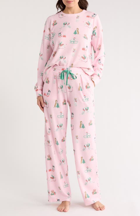 Peace & Pawlidays Peachy Waffle Knit Pajamas