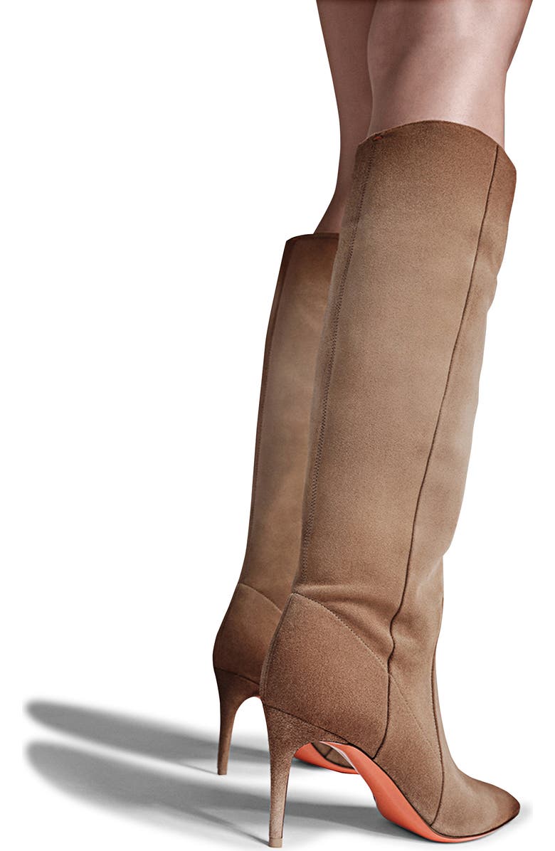 Santoni Women's Suede High-Heel Boot, Alternate, color, Natural