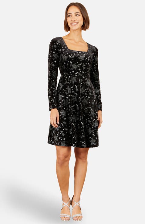 Starburst Foil Skater Dress
