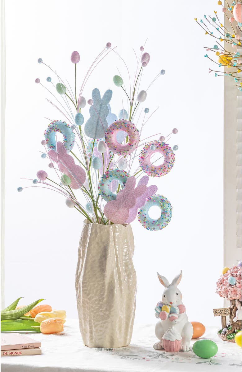 Glitzhome Set of 2 28"H Easter Glitter Egg Artificial Picks, Alternate, color, Blue