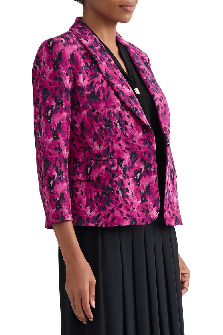 Abstract Print Scuba One-Button Blazer, Alternate, color, CERISE MULTI