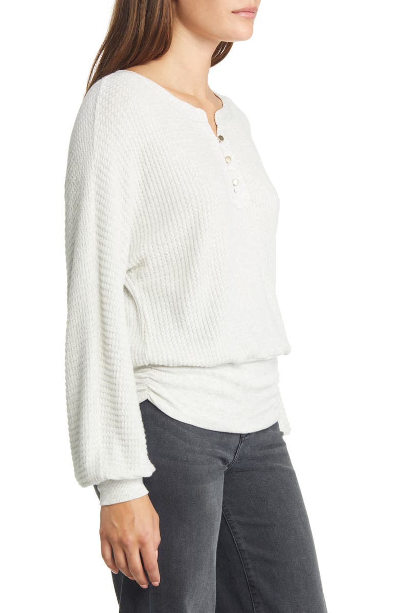 Wit & Wisdom Blouson Sleeve Waffle Knit Henley Top, Alternate, color,