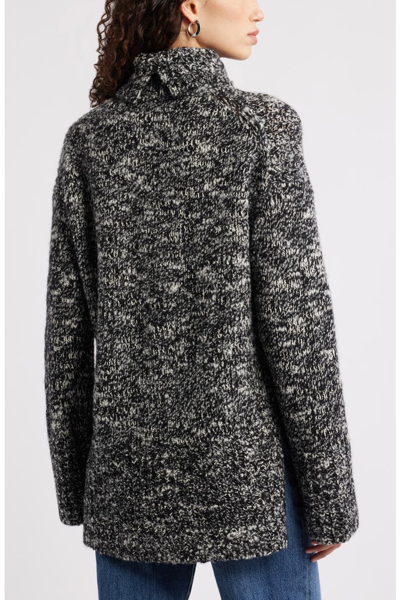 Marled Turtleneck Merino Wool Blend Sweater, Alternate, color, BLACK- WHITE MARL