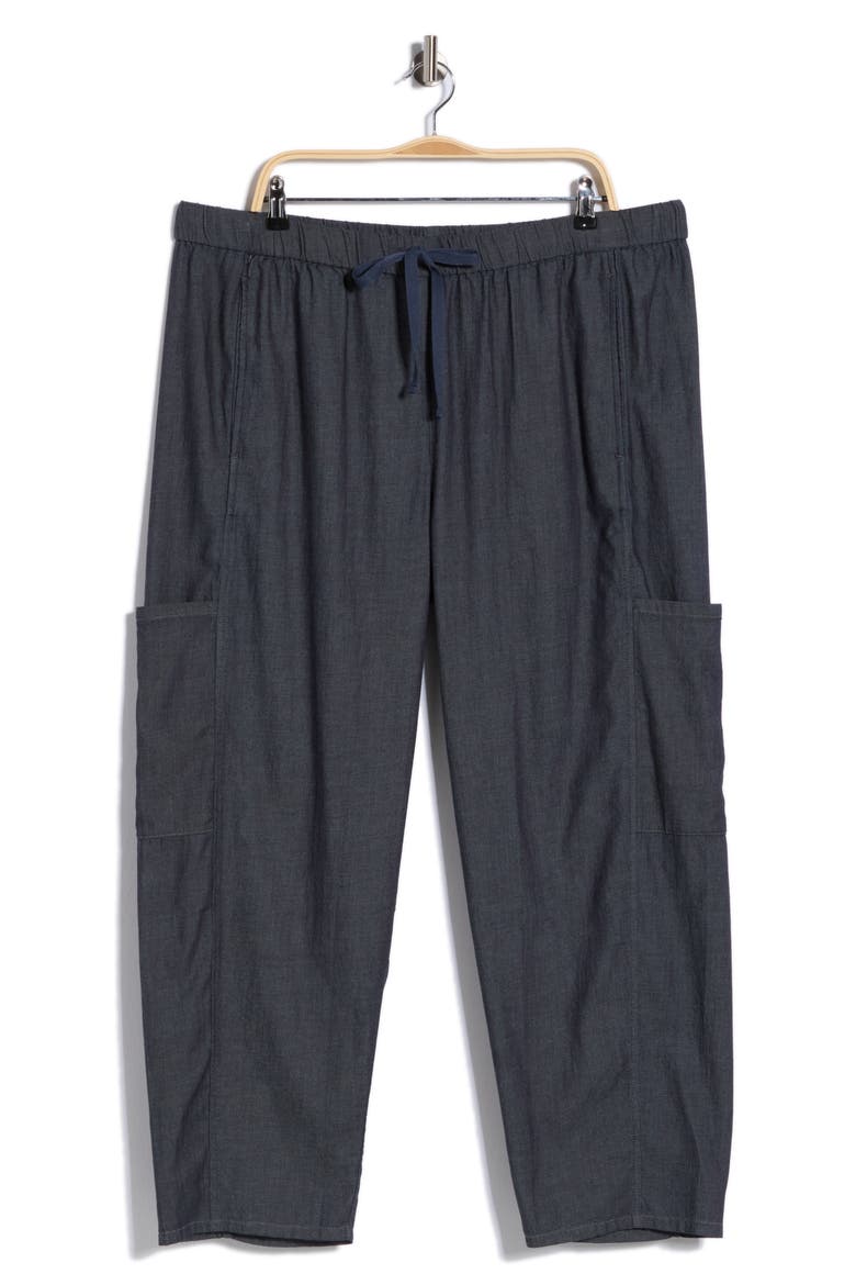 Organic Cotton Ankle Lantern Leg Cargo Pants, Alternate, color, DENIM
