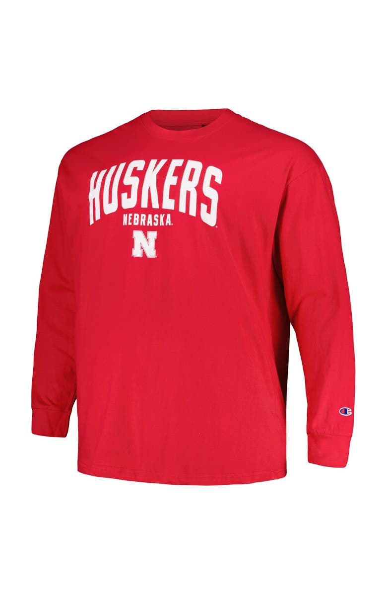 Champion Men's Champion Scarlet Nebraska Huskers Big & Tall Arch Long Sleeve T-Shirt, Alternate, color, 