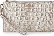 Brahmin Daisy Croc Embossed Leather Wristlet