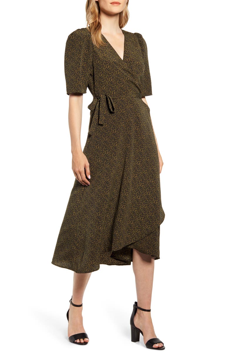 Bobeau Liv Puff Sleeve Wrap Dress, Main, color, 