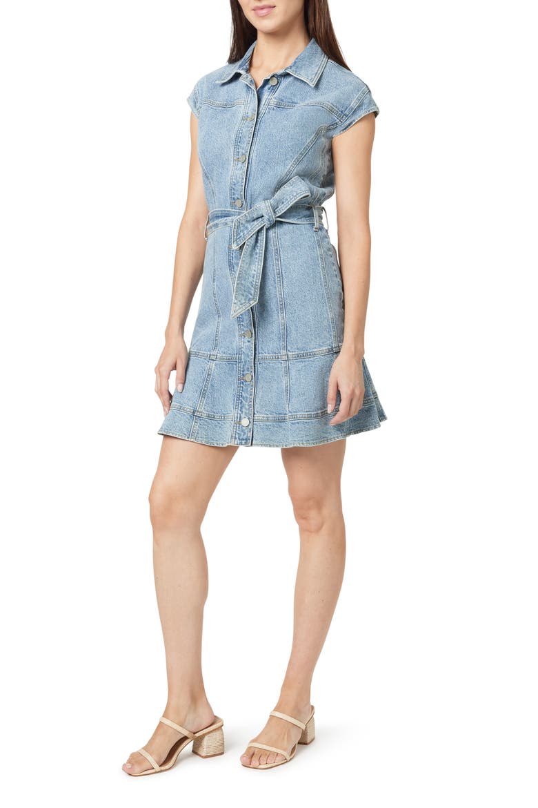 Belted Denim Minidress, Alternate, color, PALOMA