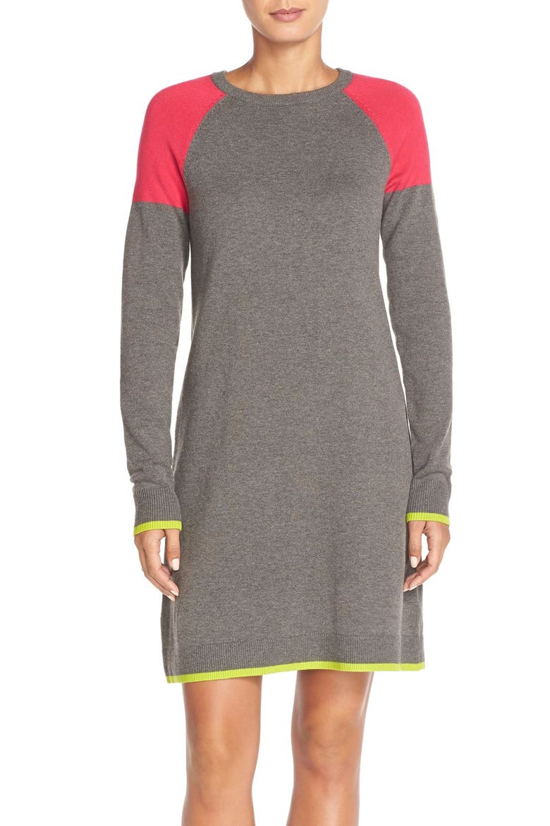 Colorblock A-Line Sweater Dress, Main, color, PINK