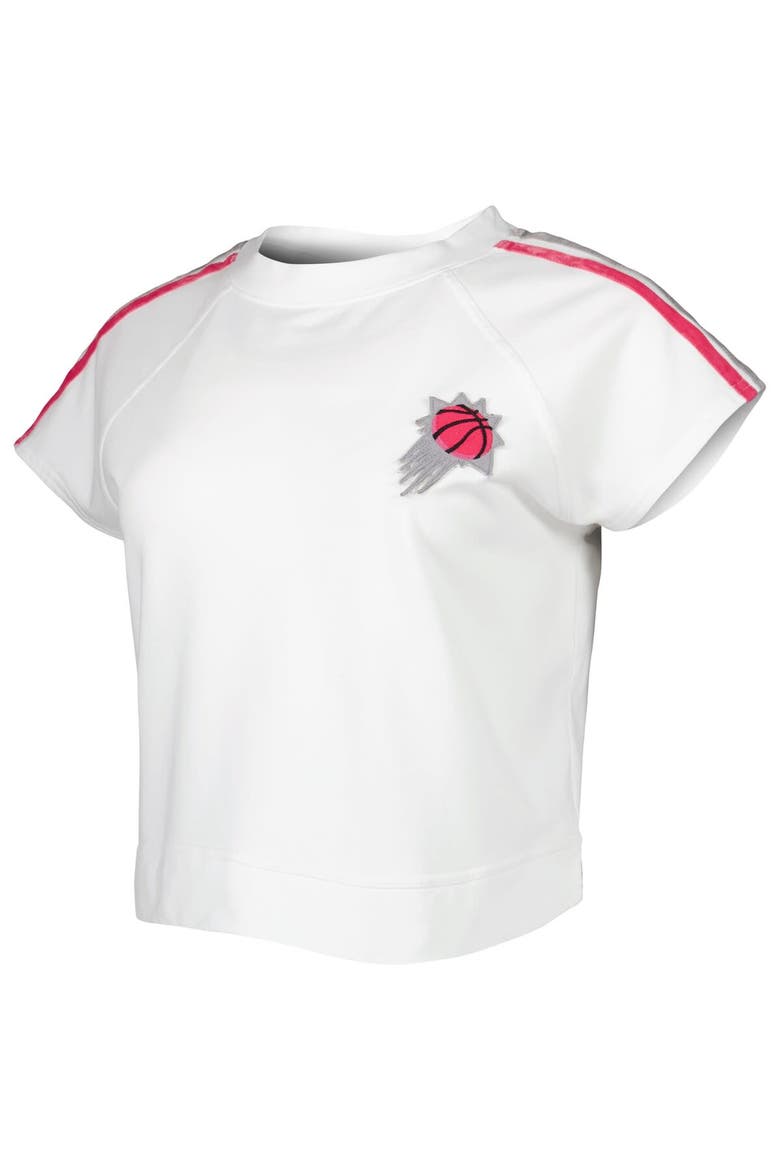 Women's Lusso White Phoenix Suns Margot Cropped Tri-Blend Cap Sleeve Sweatshirt, Alternate, color, White